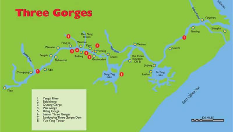 yangtze river map. Three Gorges amp; Yangtze River