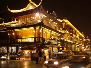 china city beautiful old streets night tourists travel