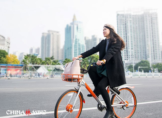 A bicycle rider in China
